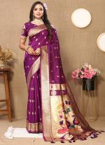 Soft Silk Purple Traditional Wear Weaving Saree